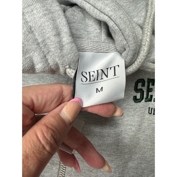 Seint Univ Hoodie/ Hat/ Socks Bundle Women M Grey Green NEW - Picture 6 of 6